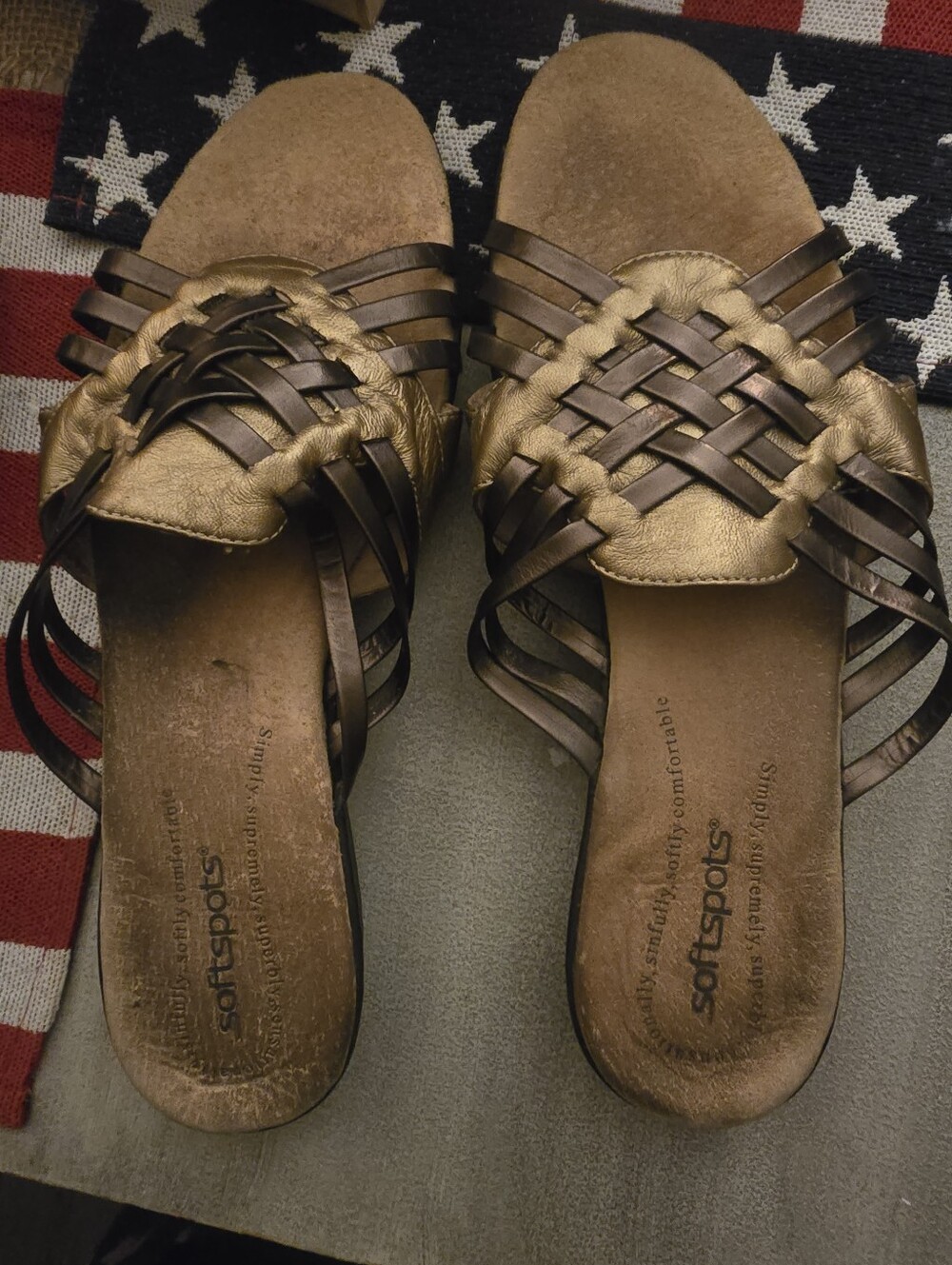 Softspots Gold Leather Sandals